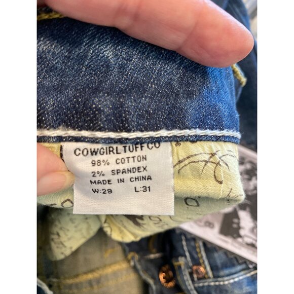 Cowgirl Tuff Co Women's Bootcut Distressed Blue Jeans , W:29 Cotton Blend, NWT - Picture 12 of 12